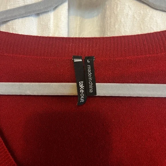 Red V-Neck Sweater - Picture 3 of 3